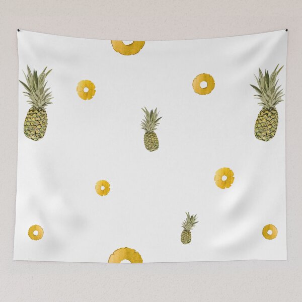 Item preview, Pineapple yellow fruit pattern watercolor designed and sold by Yana Mustafina | Boho Soulful Designs.