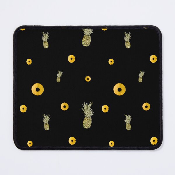 Item preview, Pineapple yellow fruit pattern watercolor black designed and sold by Yana Mustafina | Boho Soulful Designs.