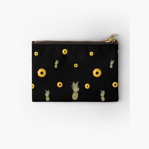 Item preview, Pineapple yellow fruit pattern watercolor black designed and sold by Yana Mustafina | Boho Soulful Designs.