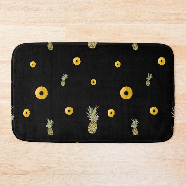 Item preview, Pineapple yellow fruit pattern watercolor black designed and sold by Yana Mustafina | Boho Soulful Designs.