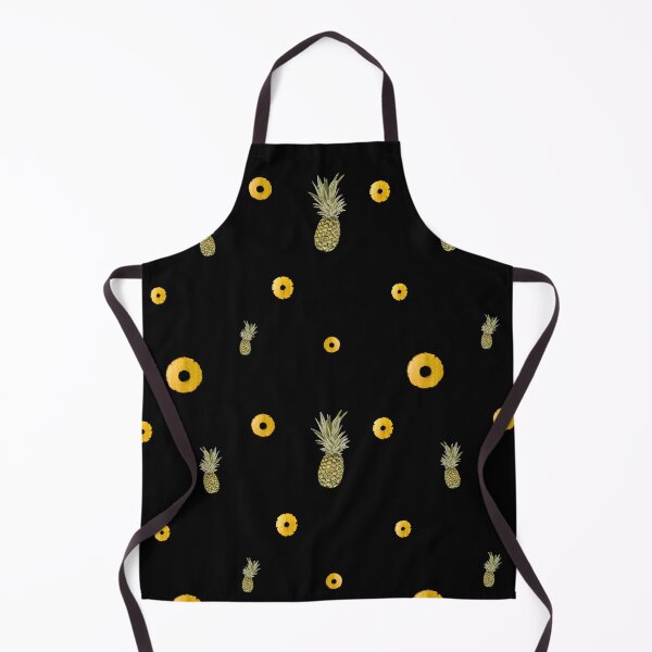 Item preview, Pineapple yellow fruit pattern watercolor black designed and sold by Yana Mustafina | Boho Soulful Designs.