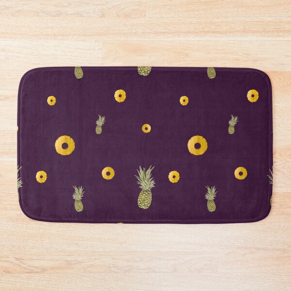 Item preview, Pineapple yellow fruit pattern watercolor violet designed and sold by Yana Mustafina | Boho Soulful Designs.