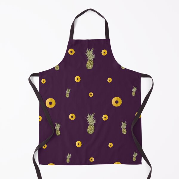 Item preview, Pineapple yellow fruit pattern watercolor violet designed and sold by Yana Mustafina | Boho Soulful Designs.