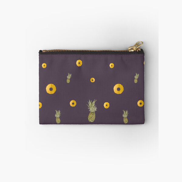 Item preview, Pineapple yellow fruit pattern watercolor purple designed and sold by Yana Mustafina | Boho Soulful Designs.