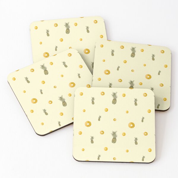 Item preview, Pineapple yellow fruit pattern watercolor yellow designed and sold by Yana Mustafina | Boho Soulful Designs.