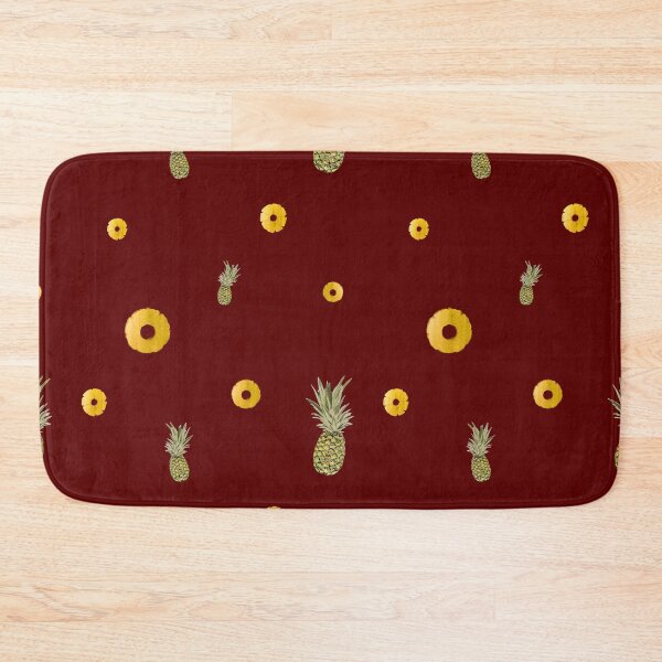 Item preview, Pineapple yellow fruit pattern watercolor red designed and sold by Yana Mustafina | Boho Soulful Designs.