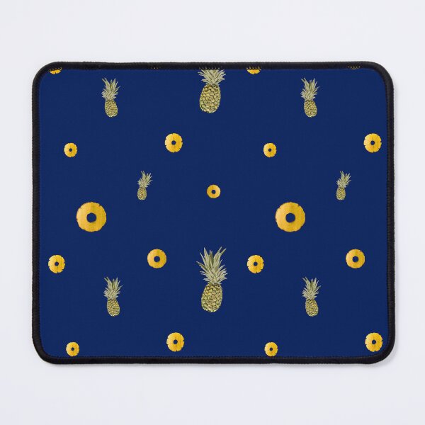Item preview, Pineapple yellow fruit pattern watercolor blue designed and sold by Yana Mustafina | Boho Soulful Designs.