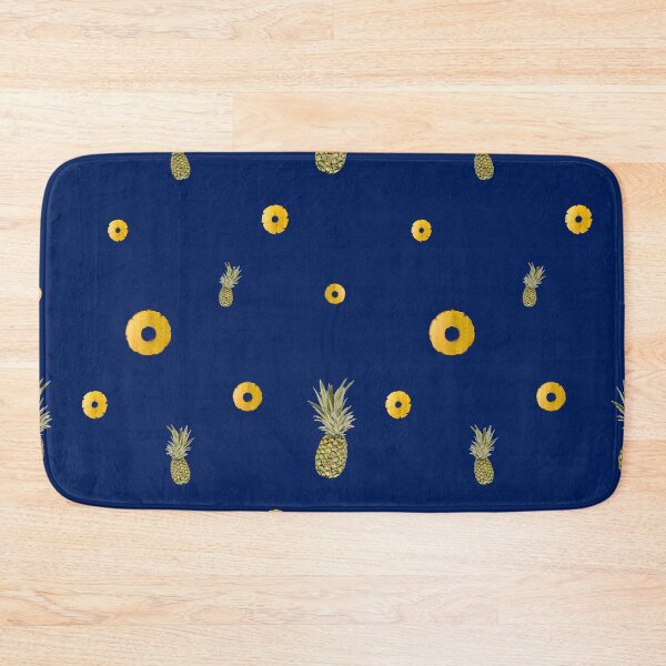 Item preview, Pineapple yellow fruit pattern watercolor blue designed and sold by Yana Mustafina | Boho Soulful Designs.