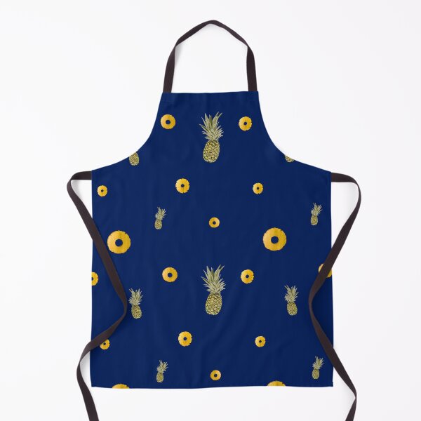 Item preview, Pineapple yellow fruit pattern watercolor blue designed and sold by Yana Mustafina | Boho Soulful Designs.