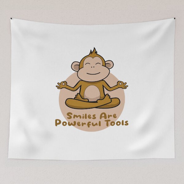 Item preview, Kawaii funny brown monkey smiling and doing yoga designed and sold by Awesome 4 all.