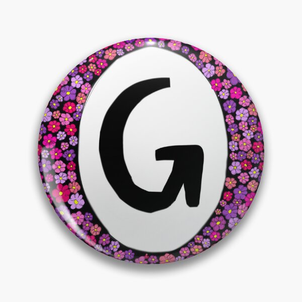 Artikelvorschau, G-Kreisrand-Rosa- und Lila-Blumenmonogramm entworfen und verkauft von Words-Artist.