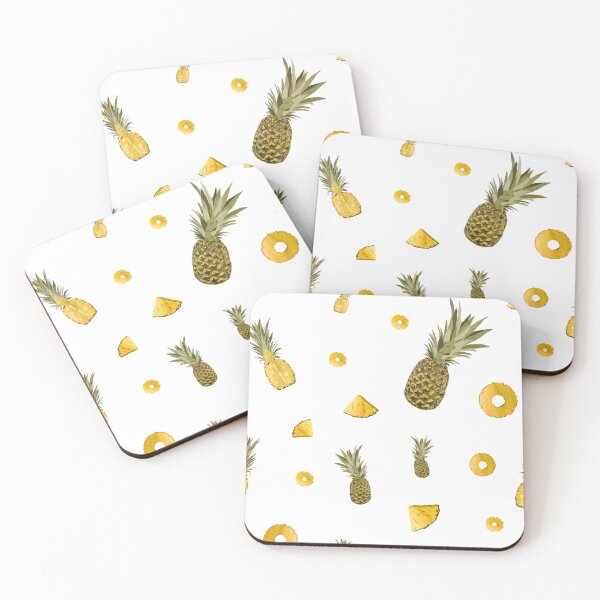 Item preview, Pineapple yellow fruit a cute pattern watercolor designed and sold by Yana Mustafina | Boho Soulful Designs.