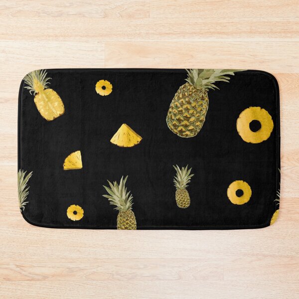 Item preview, Pineapple yellow fruit a cute pattern watercolor black designed and sold by Yana Mustafina | Boho Soulful Designs.