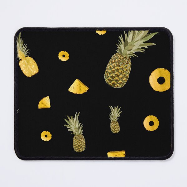 Item preview, Pineapple yellow fruit a cute pattern watercolor black designed and sold by Yana Mustafina | Boho Soulful Designs.