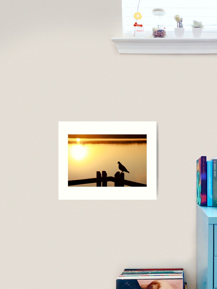 Thumbnail 2 of 3, Art Print, Pigeon sitting on the jetty designed and sold by mistered.