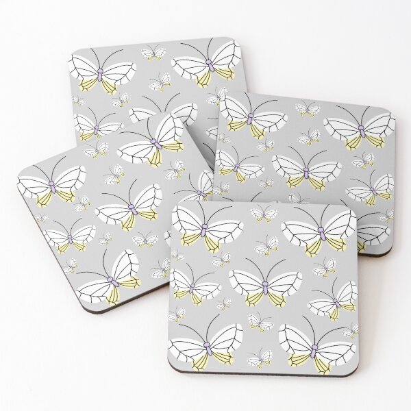 Item preview, Modern Aesthetic Colorful Butterfly Minimalist Pattern Design In The Shades of White & Yellow On A Grey Background  designed and sold by Kodexstore.
