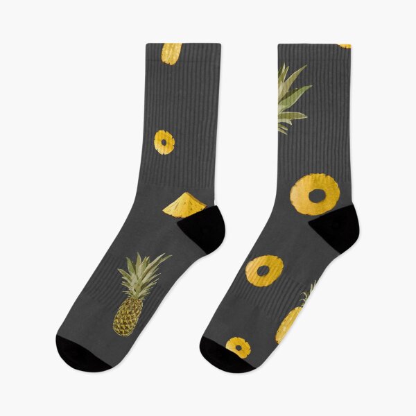 Item preview, Pineapple yellow fruit a cute pattern watercolor grey designed and sold by Yana Mustafina | Boho Soulful Designs.