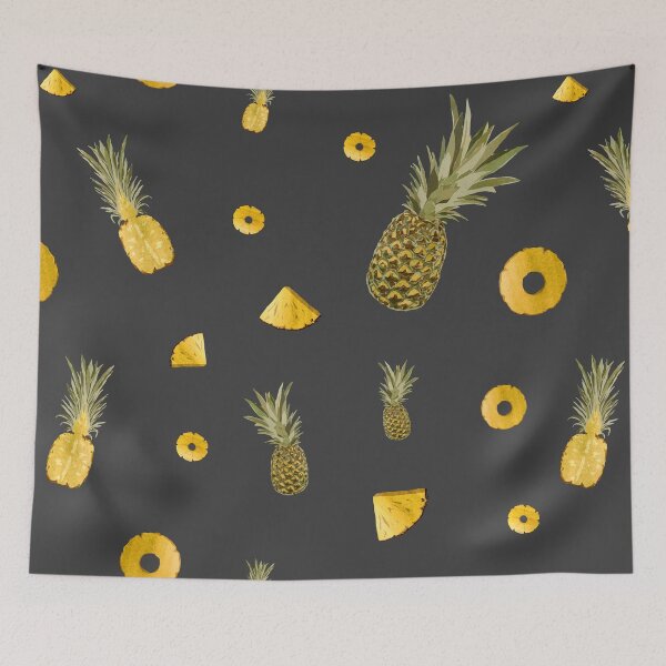 Item preview, Pineapple yellow fruit a cute pattern watercolor grey designed and sold by Yana Mustafina | Boho Soulful Designs.
