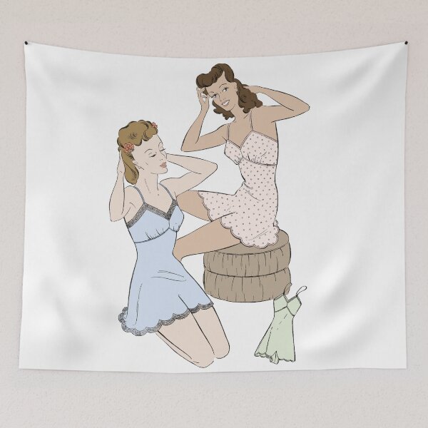 Item preview, 1940s Vintage Inspired Sewing Pattern Illustration of Ladies Wearing Slips designed and sold by Zuzu22222.
