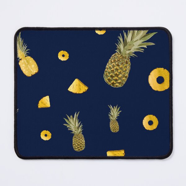 Item preview, Pineapple yellow fruit a cute pattern watercolor blue designed and sold by Yana Mustafina | Boho Soulful Designs.