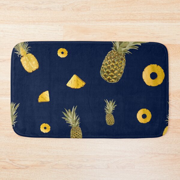 Item preview, Pineapple yellow fruit a cute pattern watercolor blue designed and sold by Yana Mustafina | Boho Soulful Designs.