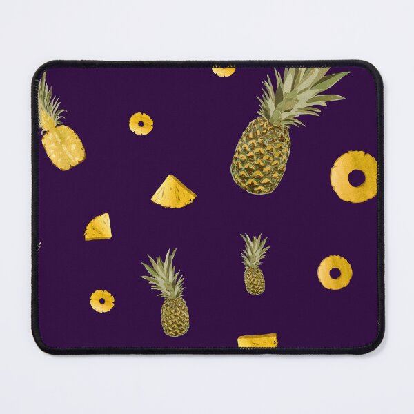 Item preview, Pineapple yellow fruit a cute pattern watercolor violet designed and sold by Yana Mustafina | Boho Soulful Designs.