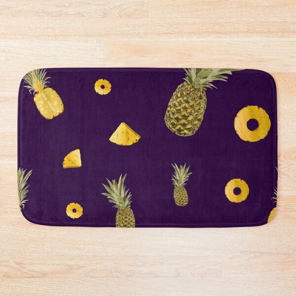 Item preview, Pineapple yellow fruit a cute pattern watercolor violet designed and sold by Yana Mustafina | Boho Soulful Designs.