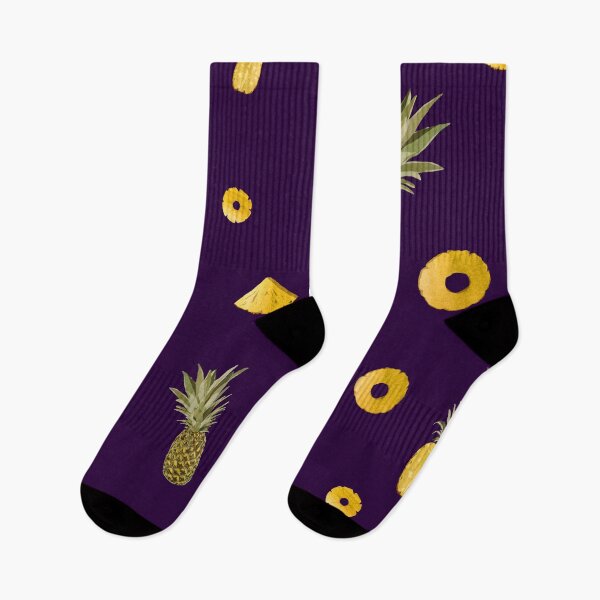 Item preview, Pineapple yellow fruit a cute pattern watercolor violet designed and sold by Yana Mustafina | Boho Soulful Designs.
