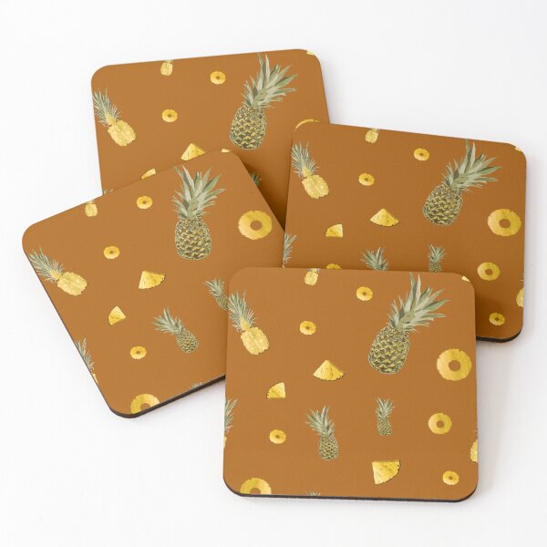 Item preview, Pineapple yellow fruit a cute pattern watercolor orange designed and sold by Yana Mustafina | Boho Soulful Designs.
