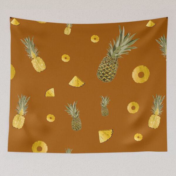 Item preview, Pineapple yellow fruit a cute pattern watercolor orange designed and sold by Yana Mustafina | Boho Soulful Designs.