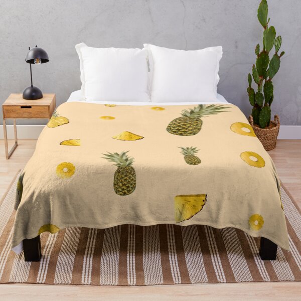 Item preview, Pineapple yellow fruit a cute pattern watercolor beige designed and sold by Yana Mustafina | Boho Soulful Designs.