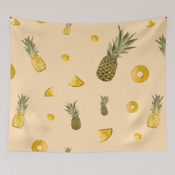Item preview, Pineapple yellow fruit a cute pattern watercolor beige designed and sold by Yana Mustafina | Boho Soulful Designs.
