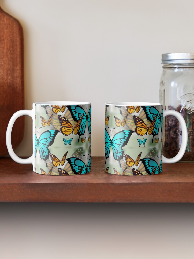 Teal coffee mug aesthetic, turquoise