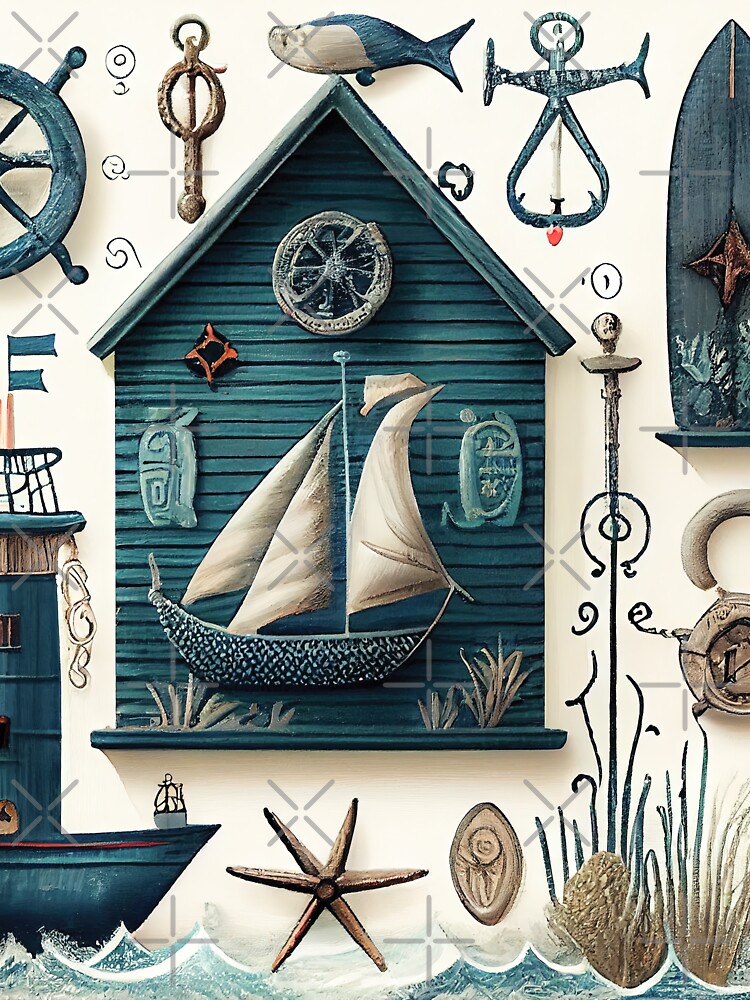 "Maritime Theme Painting for a beachhouse" Sticker for Sale by Fitbys