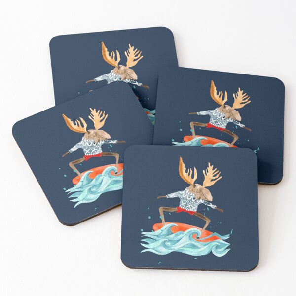 Item preview, A Norwegian moose surfs the perfect wave designed and sold by Scandi Shop .