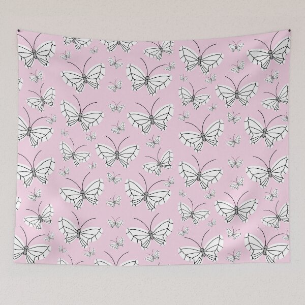 Item preview, Modern Aesthetic White Butterfly Minimalist Pattern Design On A Soft Pastel PinkBackground  designed and sold by Kodexstore.