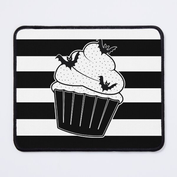 Item preview, Goth Cupcake Pastry Lover Black White Stripes Pattern Black Bats Sweets designed and sold by SoccaTamam.