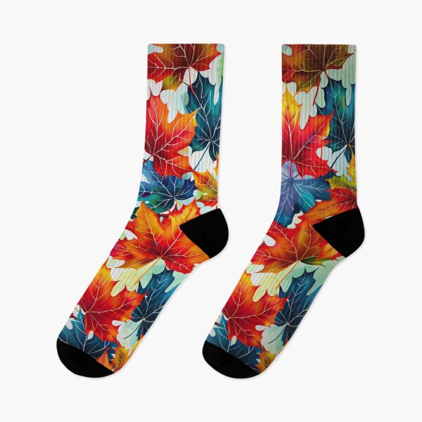 Item preview, Colorful maple leaves on a white background in autumnal colors designed and sold by Rocky Mountain Artistry.