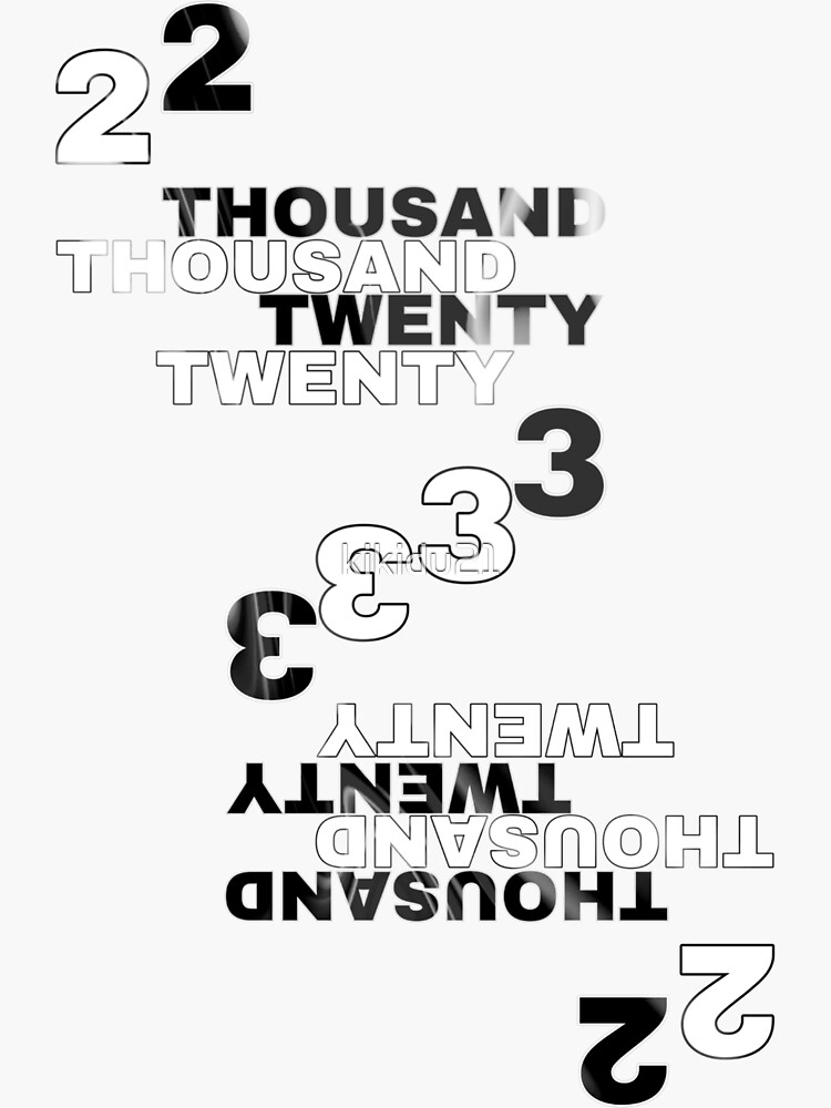 "2023 black and white year in words" Sticker for Sale by kikidu21