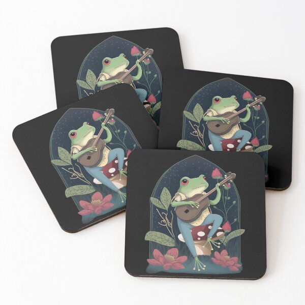 Item preview, Cottagecore Aesthetic Frog Playing Banjo on Mushroom Cute Vintage - Goblincore Farmer Toad in Garden - Dark Academia Aesthetic Froggy - Emo Grugne Fairycore Foggie designed and sold by nicestr.