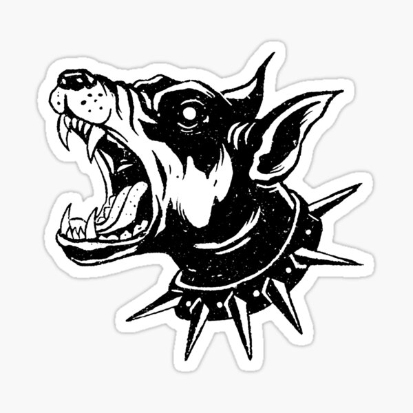 Item preview, Black and White Savage Spiked Doberman Dog Tattoo designed and sold by Cesar Caligula.