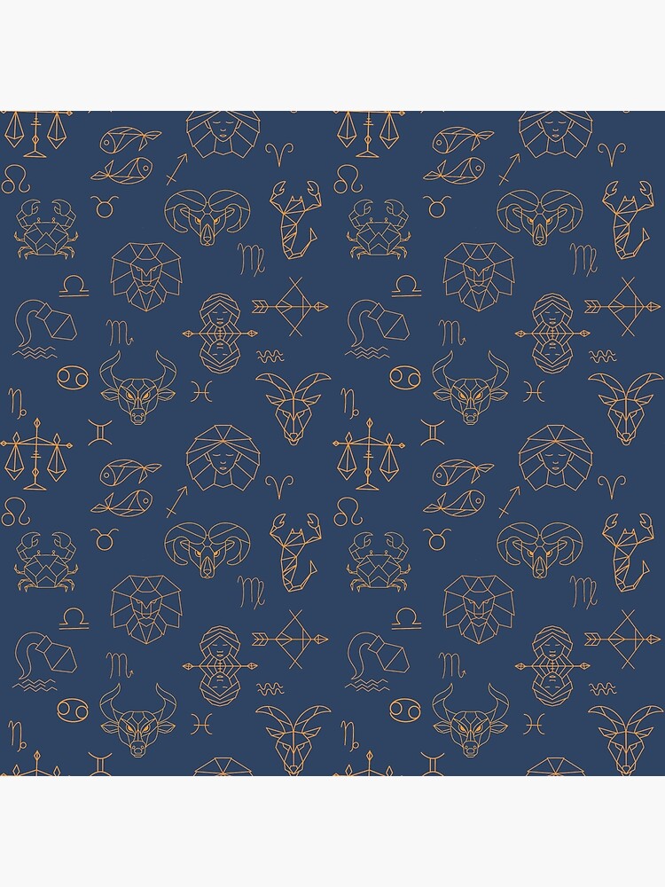 zodiac sing horoscope seamless yellow blue pattern