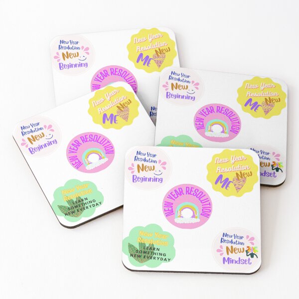 Item preview, New Year Resolution with quote in colorful text design sticker package  designed and sold by aywchen.