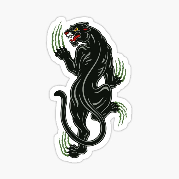 Vista previa del artículo con la obra «Tatuaje tradicional aterrador de pantera negra y cuchillo», diseñado y vendido por Cesar Caligula.