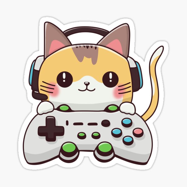 &ldquo;Kawaii Gamer Cat&rdquo; Sticker for Sale by sunburstdesigns | Redbubble