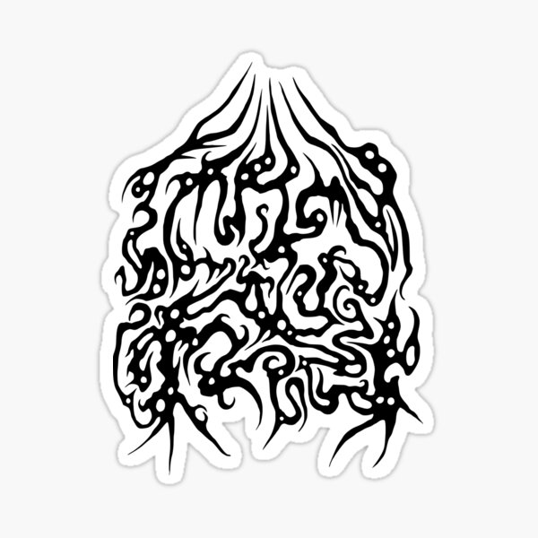 Roots (Primal Alternative Tribal Chaotic Shapes) | Black and White Sticker