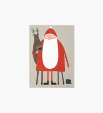 Santa and his reindeer / Weihnachtsmann mit Rentier Art Board