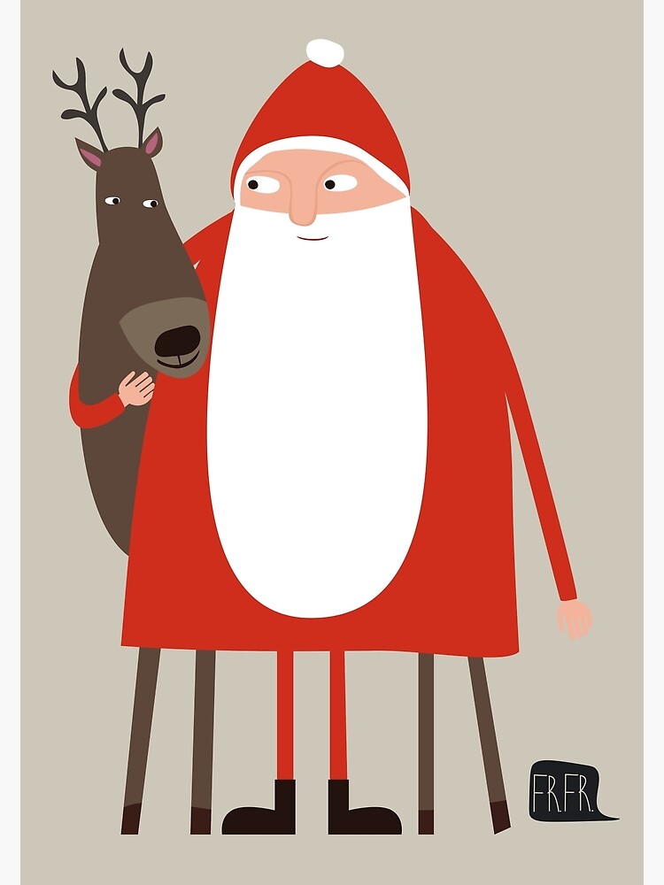 Design-Ansicht von Santa and his reindeer / Weihnachtsmann mit Rentier, designt und verkauft von Ulrike Früchtnicht