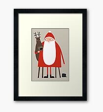 Santa and his reindeer / Weihnachtsmann mit Rentier Framed Print