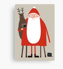 Santa and his reindeer / Weihnachtsmann mit Rentier Canvas Print